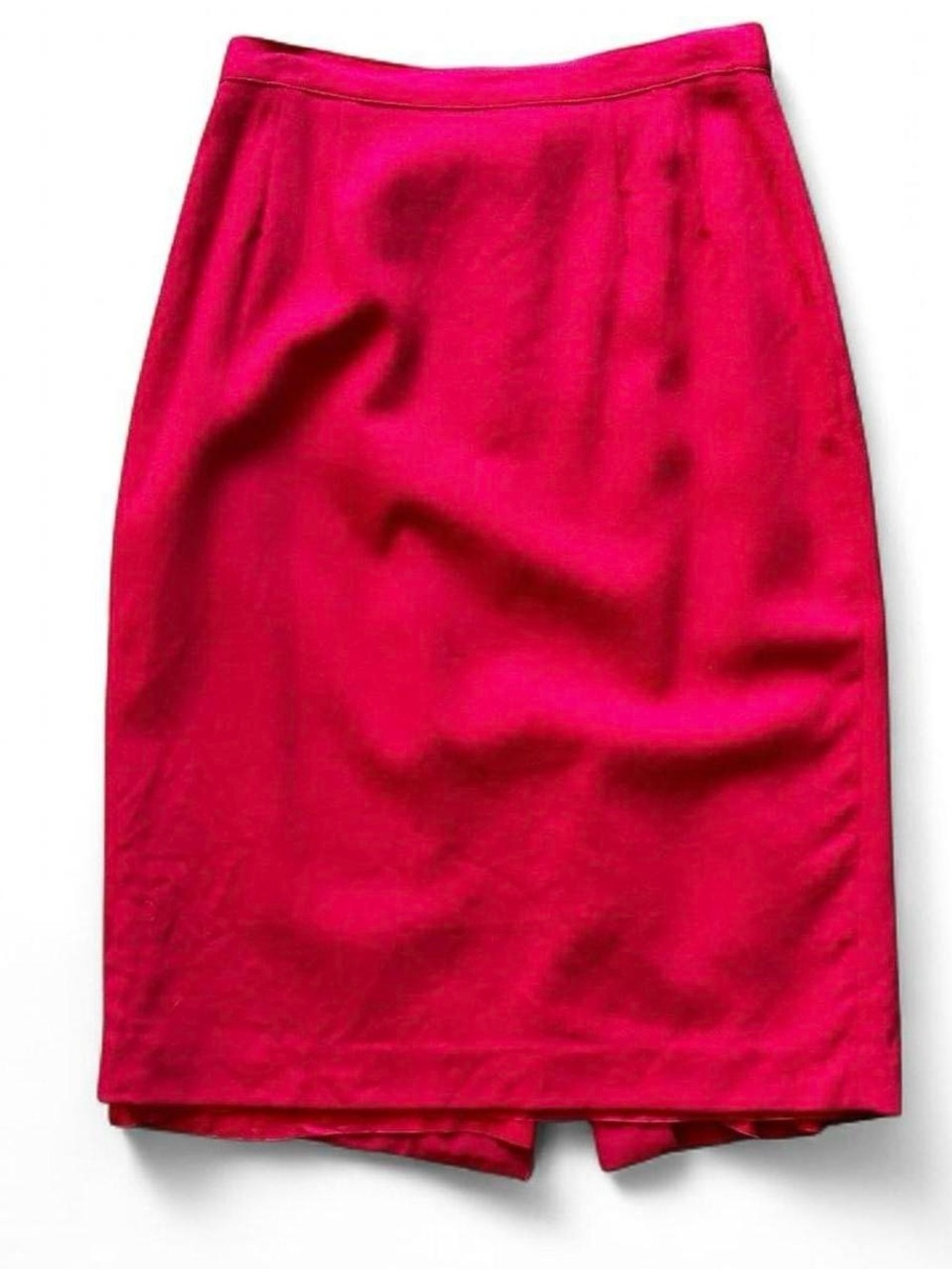 Vintage 80s Kasper Fuchsia Pink Wool Pencil Skirt